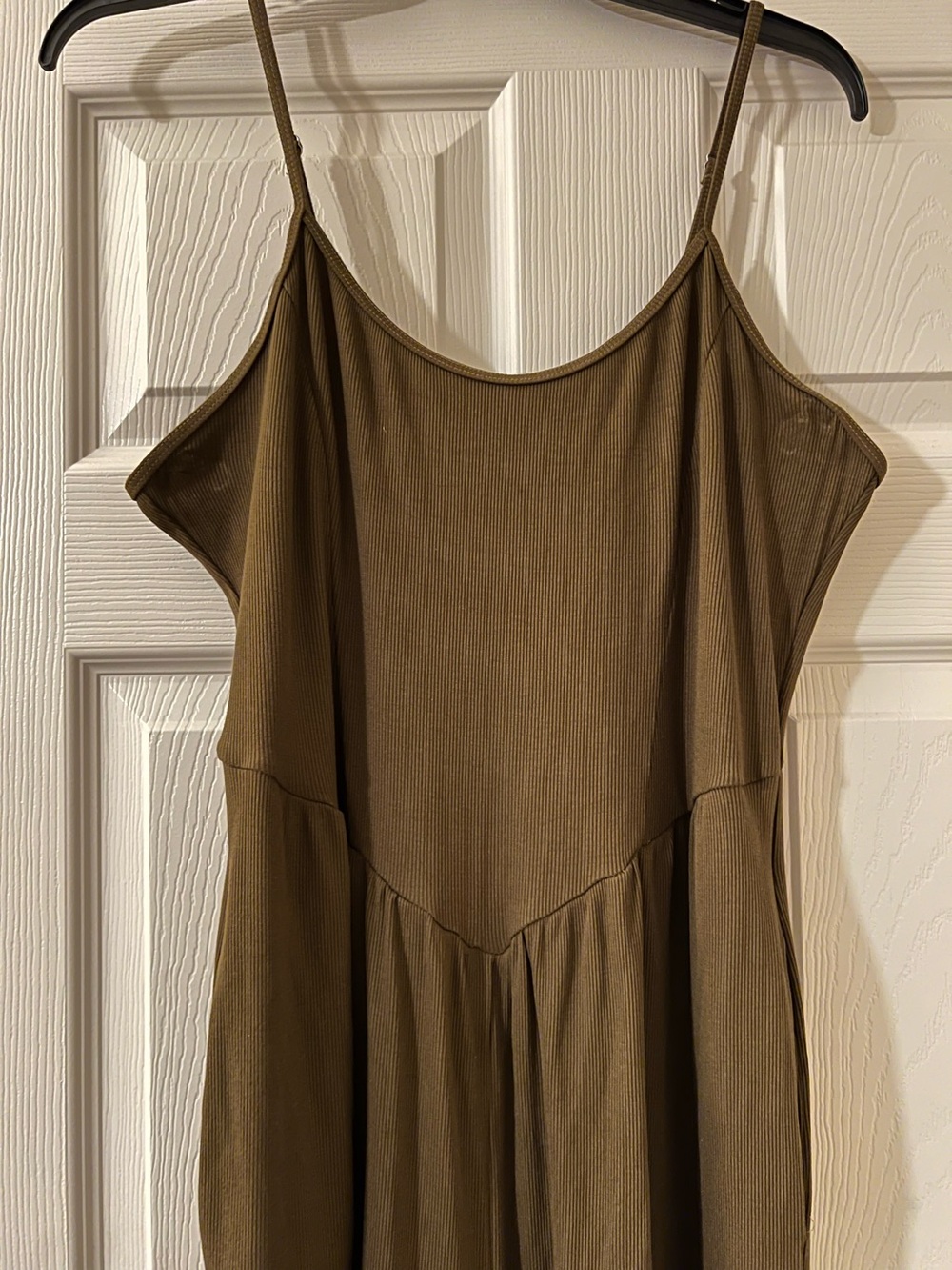 Army Green/Olive Ribbed Spaghetti Strap wide leg jumpsuit #160 - Picture 3 of 12